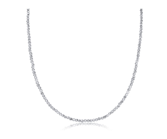 17" Choker Bright Silver Faceted Hematite 2mm Bead