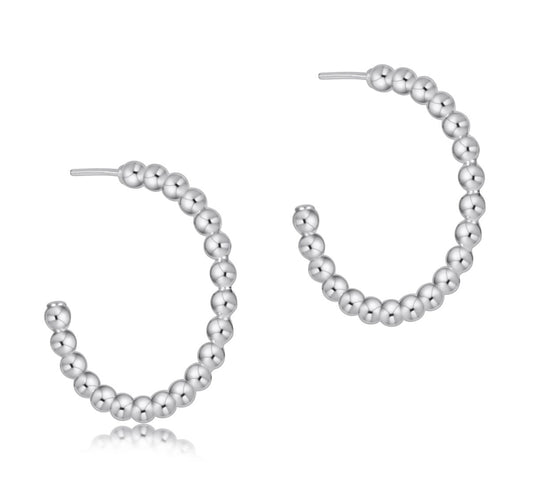 beaded classic 1.25" post hoop - 4mm sterling
