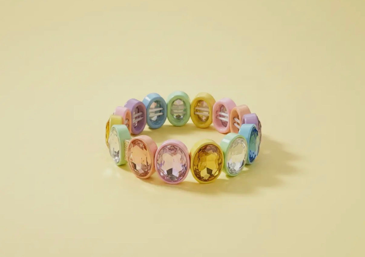 Enamel Stretch Bracelet- Olivia- Rainbow