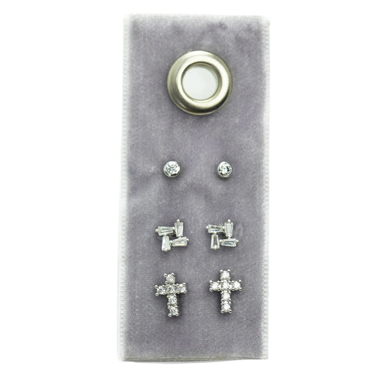 Set of 3 Earrings- Cross