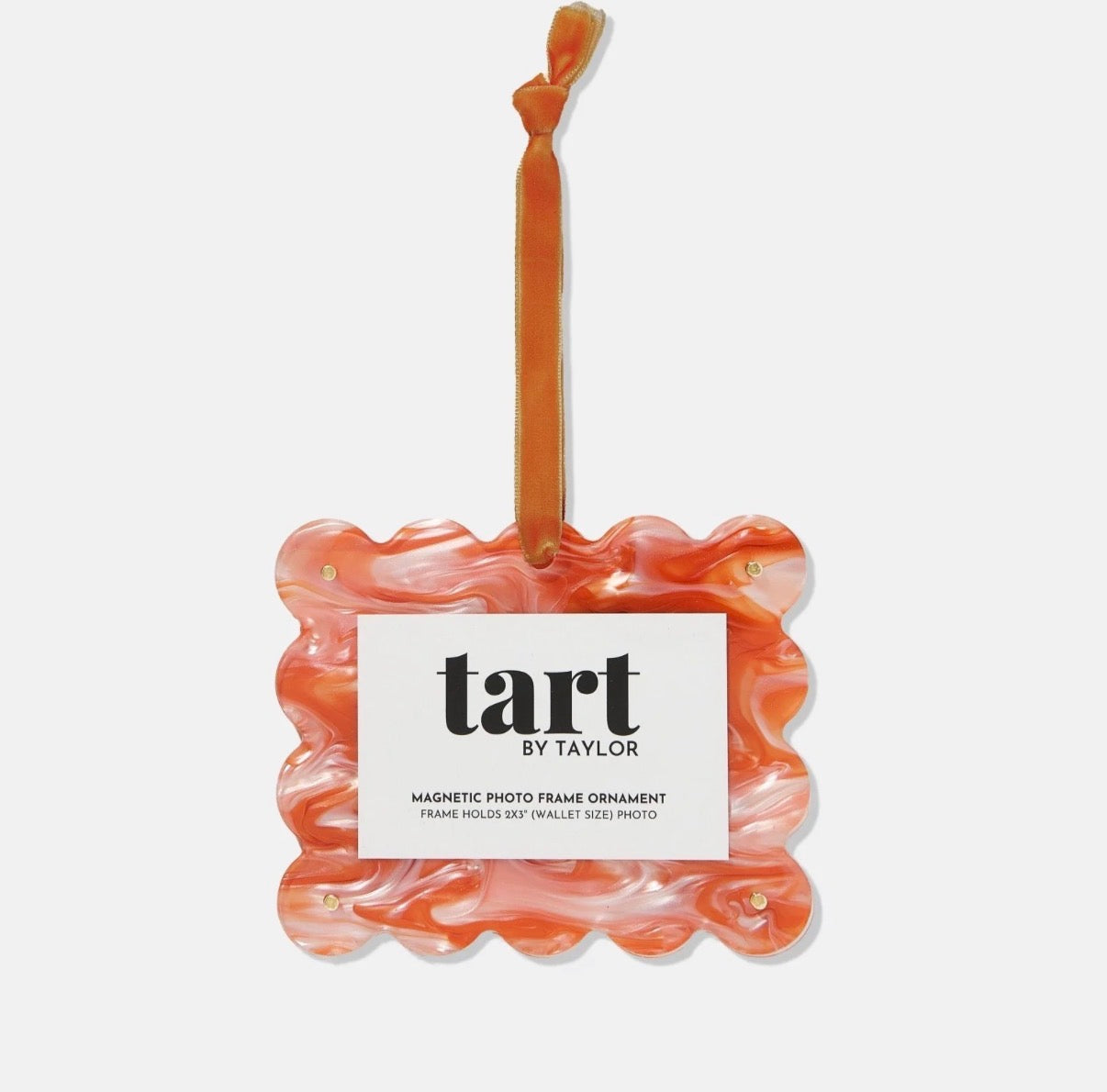 Scalloped Frame Ornament - Orange Marble