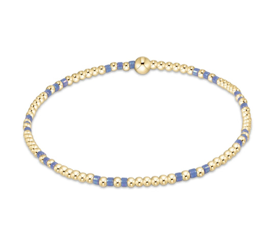 Hope Joy Pattern 2mm Bead Bracelet - bright blue