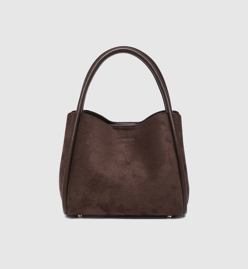 Steffie Suede Mini Tote Bag- Chocolate