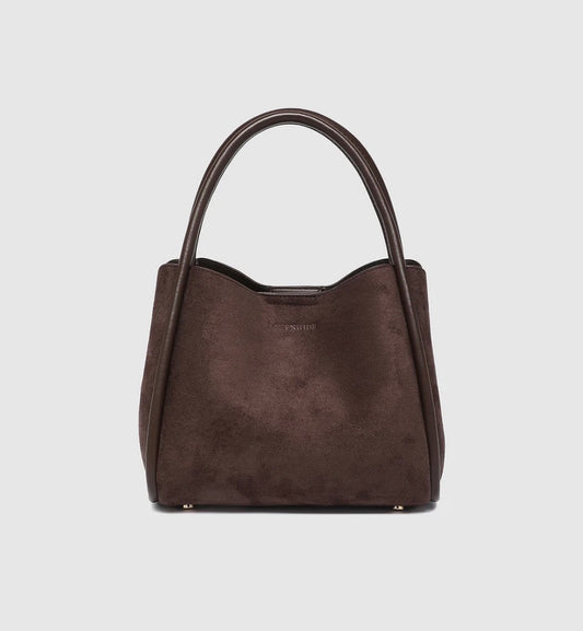 Steffie Suede Mini Tote Bag- Chocolate