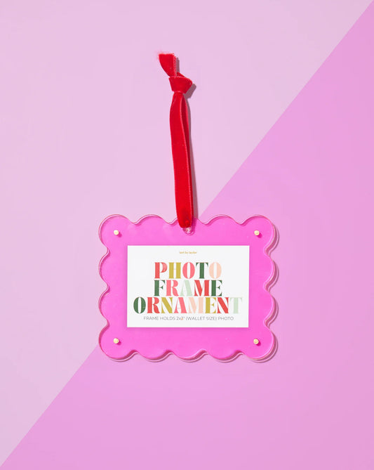 Scalloped Frame Ornament - Hot Pink