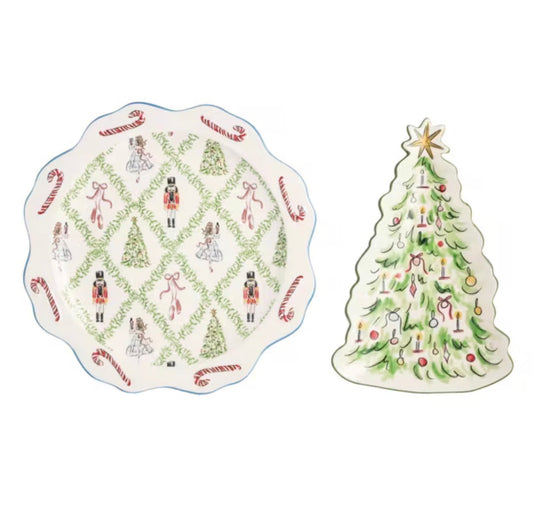 NUTCRACKER AND TREE NESTED TRAY SET