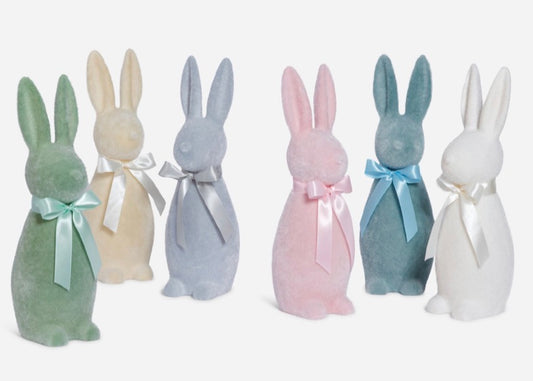 Flocked Bunny with Button Nose
