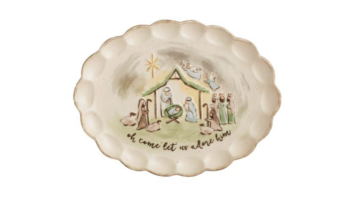 Scalloped Nativity Platter