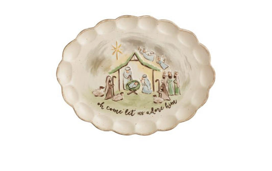 Scalloped Nativity Platter