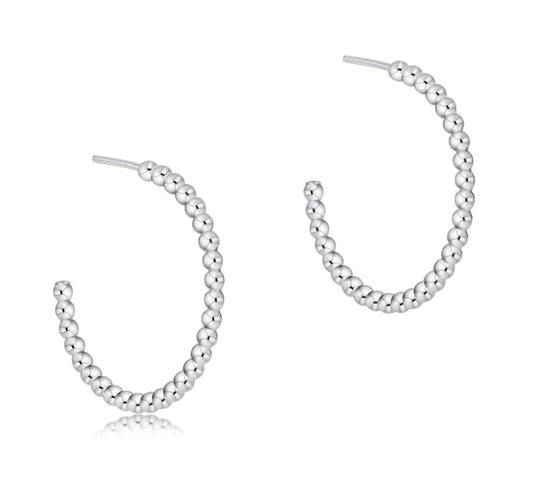 beaded classic 1.25" post hoop - 3mm sterling