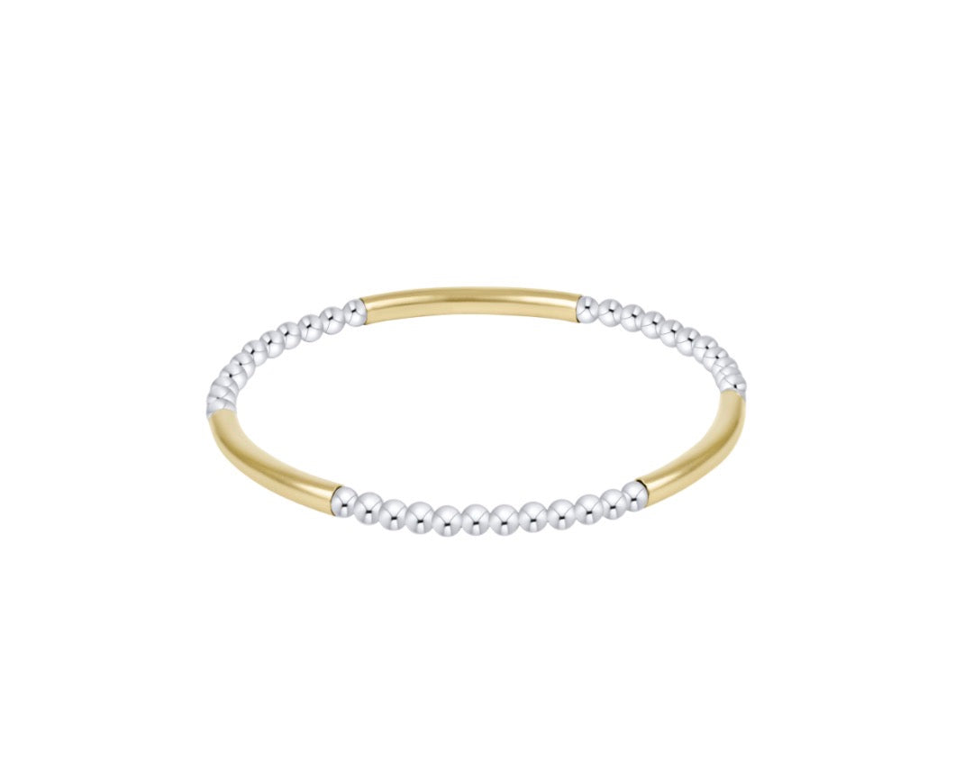 BLISS BAR GOLD PATTERN 3MM BEAD BRACELET - Mixed Metal