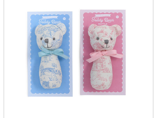 Animal Toile Pattern Teddy Bear Rattle