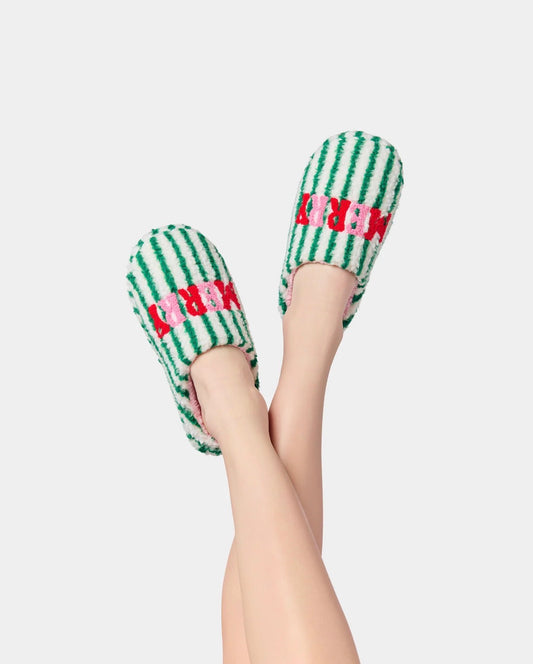 Merry Striped Slippers Green