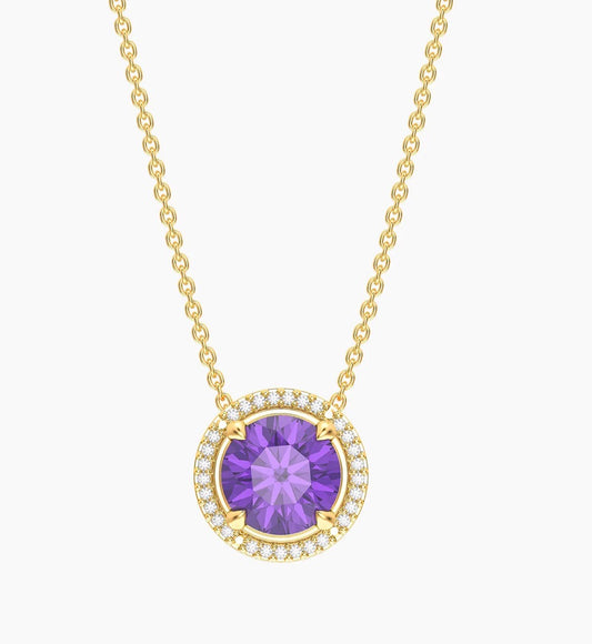 Amethyst Birthstone Pendant Necklace (February)