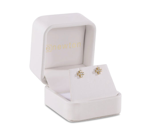 14kt Gold & Diamond Signature Cross Studs