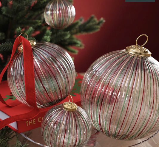 Ribbed Red & Green Ornament