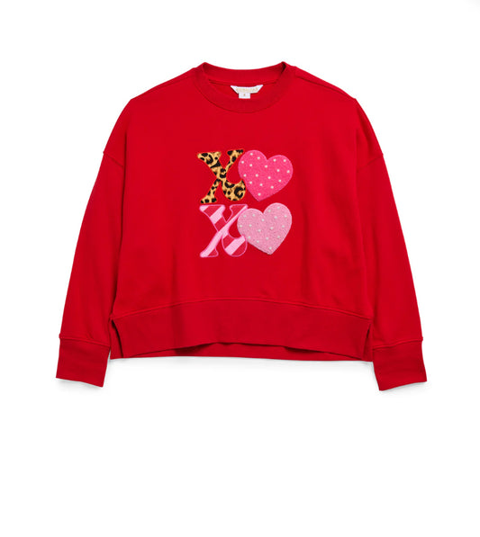 "XOXO" Relaxed Sweatshirt, Red