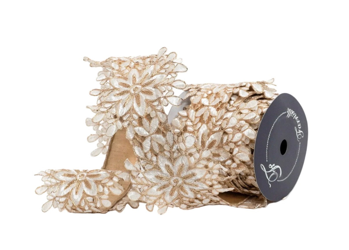 SNOWFLAKE LACE Ribbon- Ivory