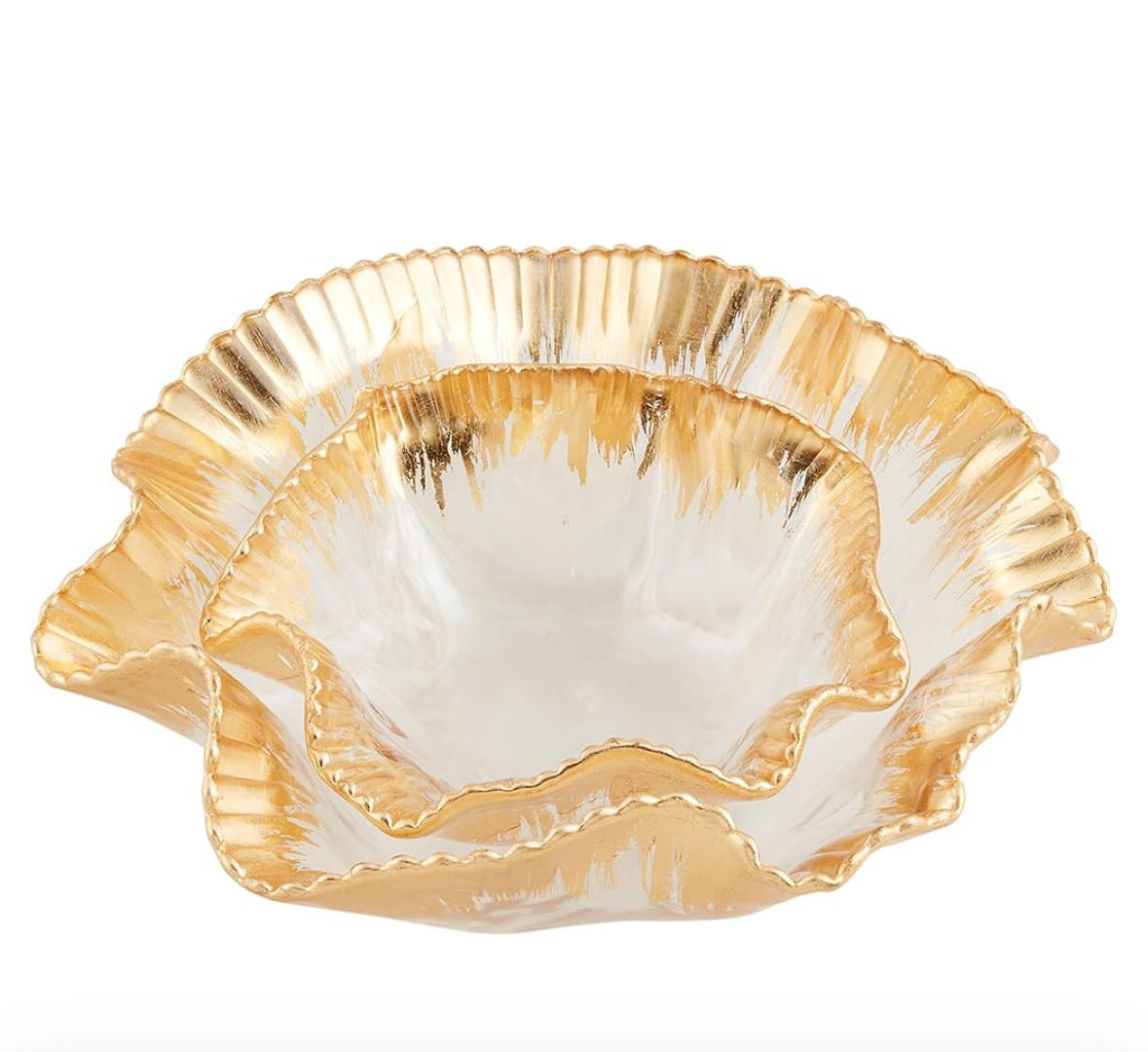 Gold Glass Ruffle Bowl