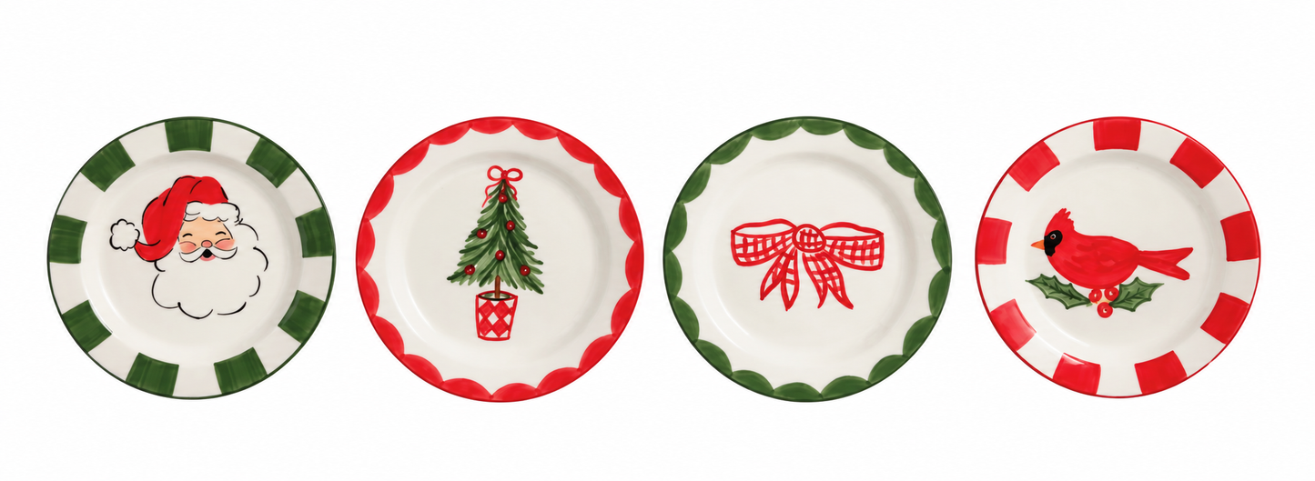 Hand Painted Christmas Tidbit Plate