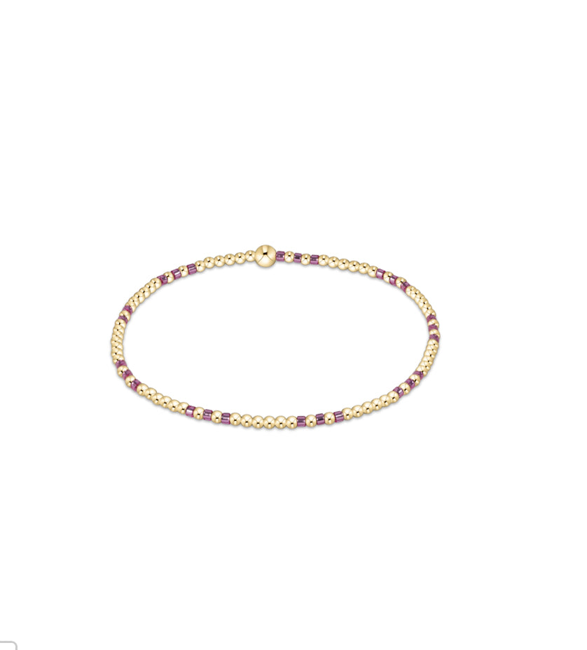 Hope Joy Pattern 2mm Bead Bracelet- Pink Metallic
