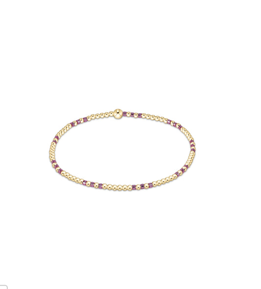 Hope Joy Pattern 2mm Bead Bracelet- Pink Metallic