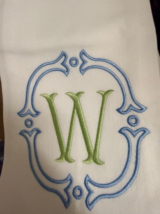 Blue & Green Initial Tea Towel