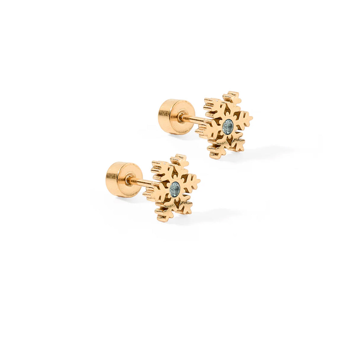 Screwback Stud Earrings - Snowflake Gold