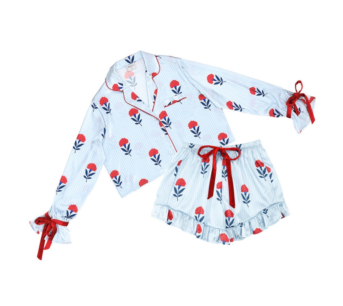 Red, White & Blue & Floral Shorts PJ Set
