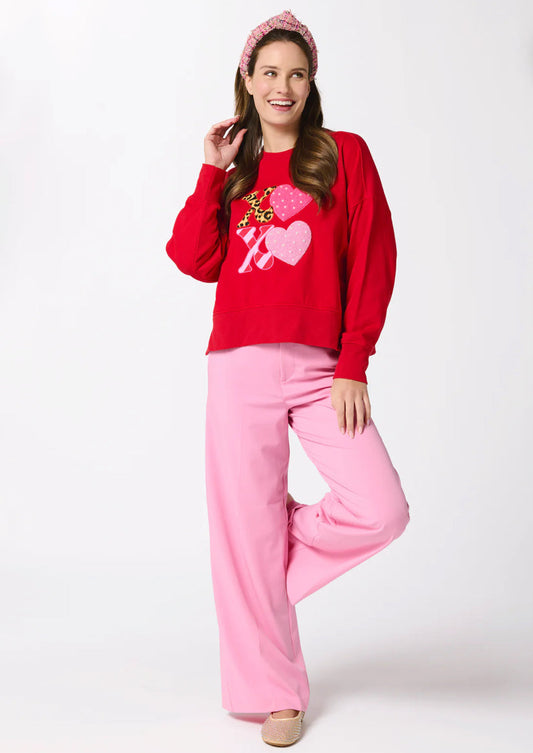 "XOXO" Relaxed Sweatshirt, Red