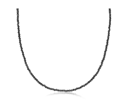 17" Choker Faceted Hematite 2mm Bead