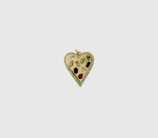 Multi Gem Heart Charm