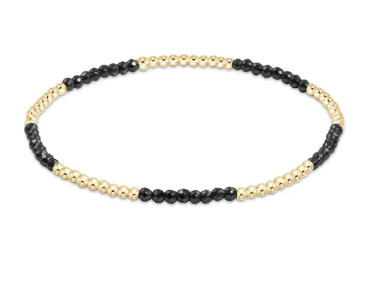 Blissful Pattern 2.5mm Bead Bracelet- Faceted Onyx