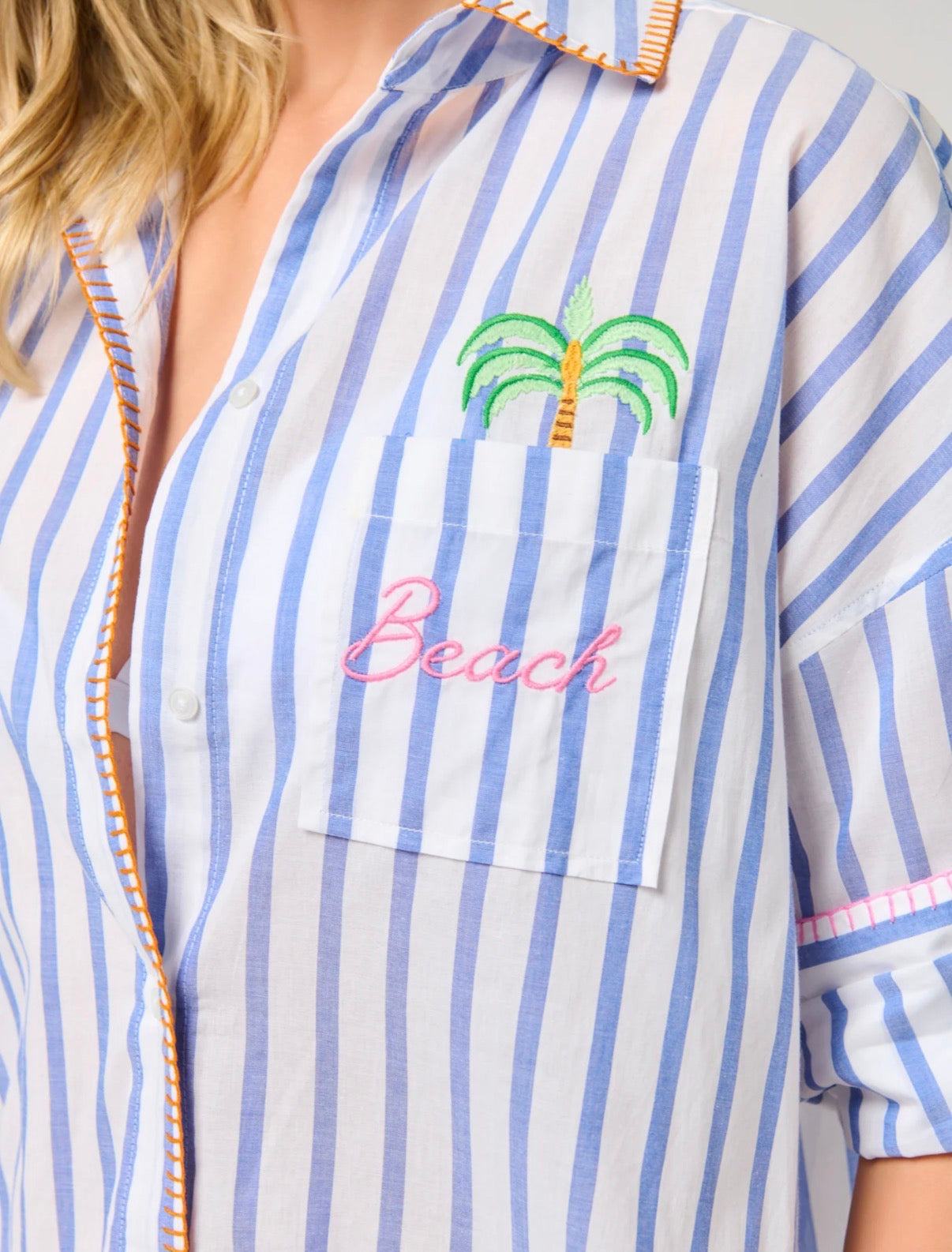 "Beach/Ocean Air, Salty Hair, Don't Care" Cover-Up Shirt