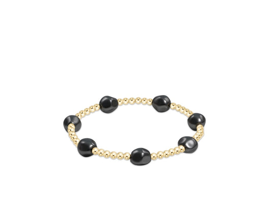 Admire Gold 3mm Bead Bracelet - Pearl - Dark Grey