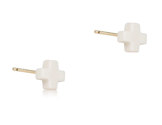 Signature Cross Stud- Off White