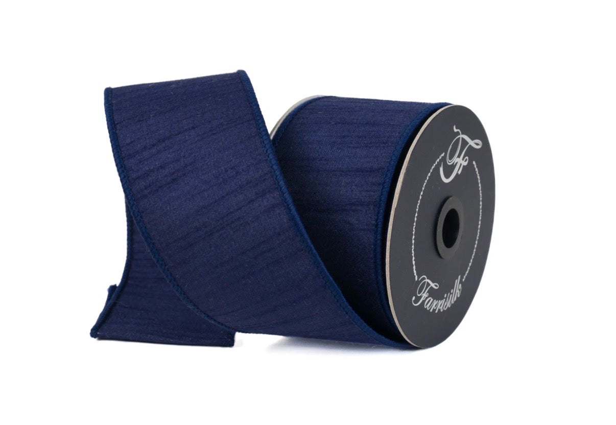 Navy Dupion Ribbon 2.5”