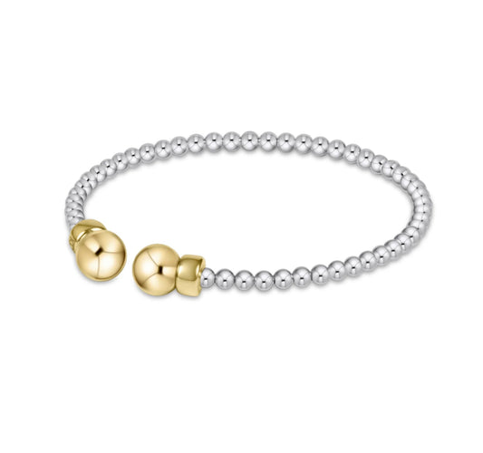Classic 3mm Bead Cuff- Mixed Metal