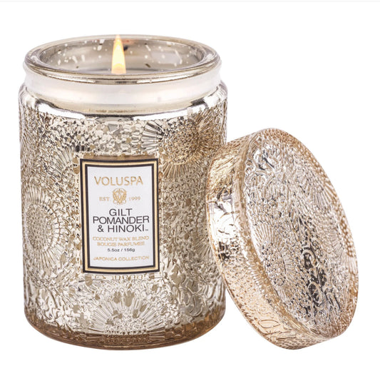 Gilt Pomander and Hinoki Small Jar Candle 5.5oz