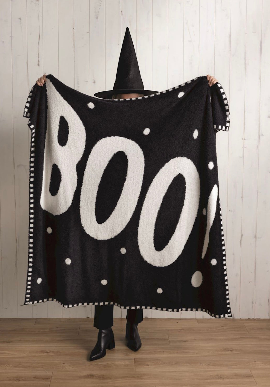 Black Boo Chenille Blanket