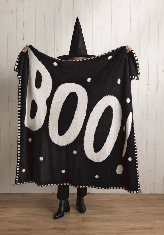 Black Boo Chenille Blanket