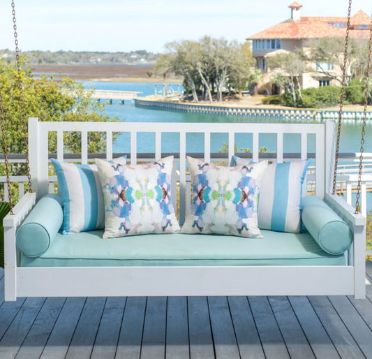 French Blue 22x22 Outdoor Pillow - Laura Park
