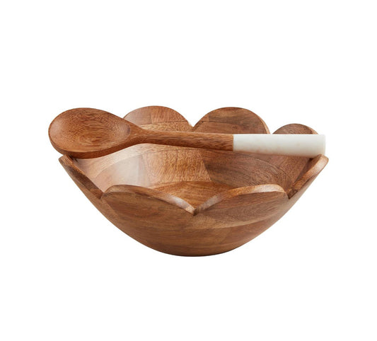 Scalloped Bowl and Spoon Set