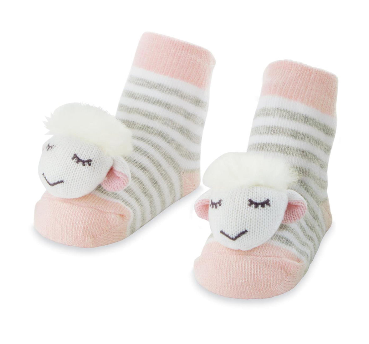 Pink Sheep Rattle Toe Sock