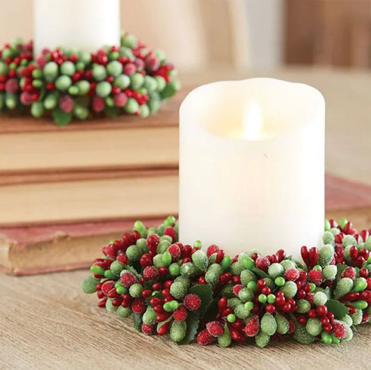 6.5 BEADED BERRY MINI WREATH-CANDLE RING