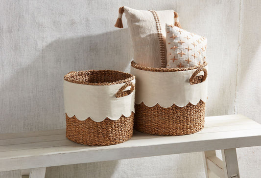 Scalloped Baskets with Canvas Interior