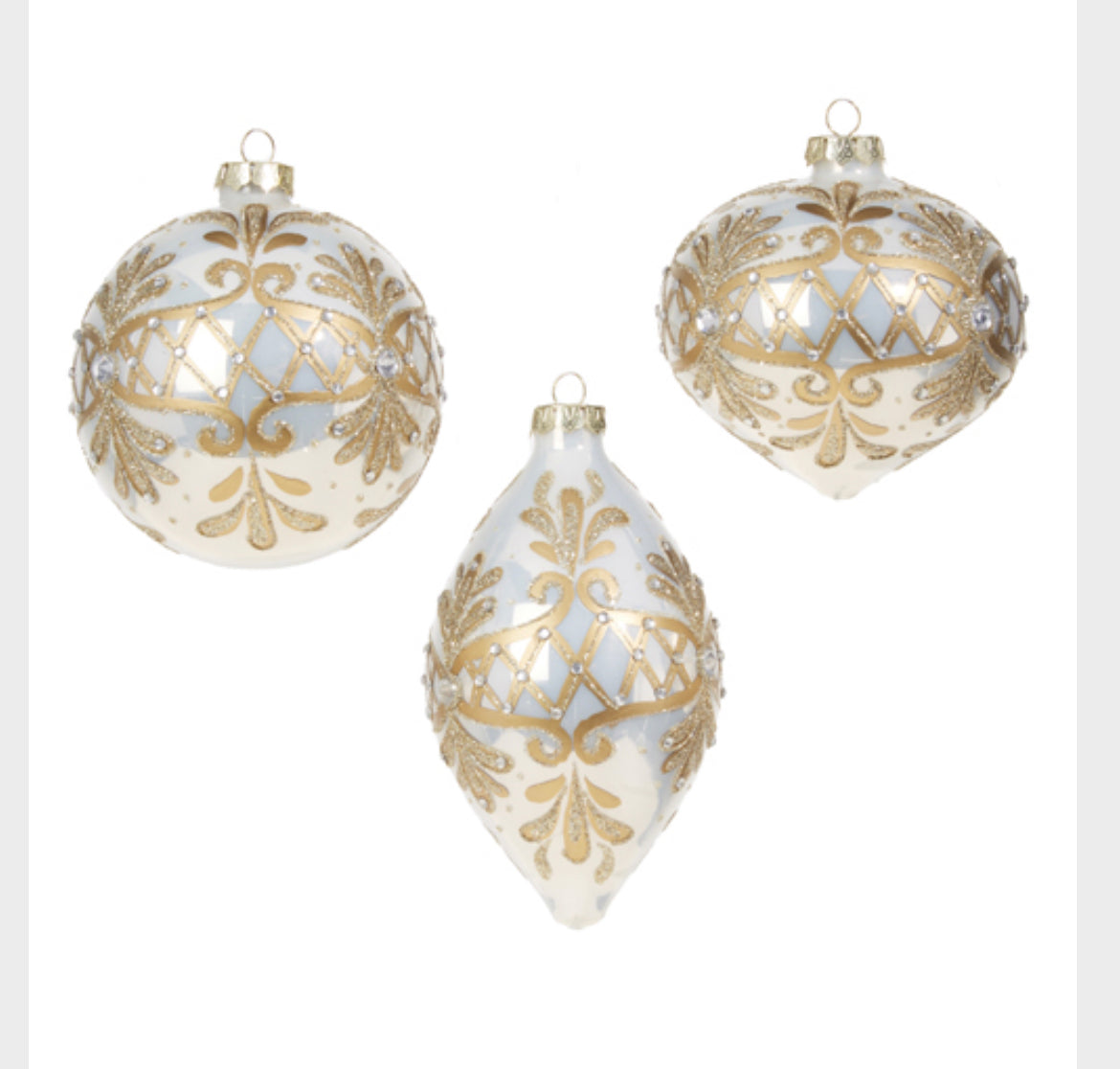 4" White and Gold Embellished Ornament