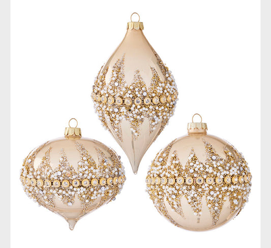 4” Gold Beaded Ornaments