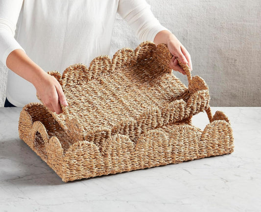 Scalloped Woven Trays