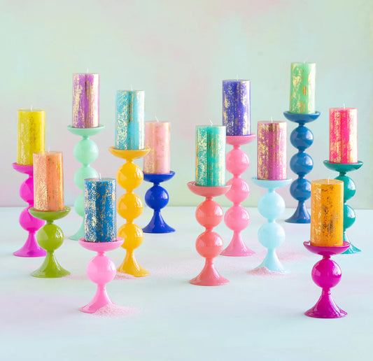 Gold Leaf Rainbow Pillar Candle